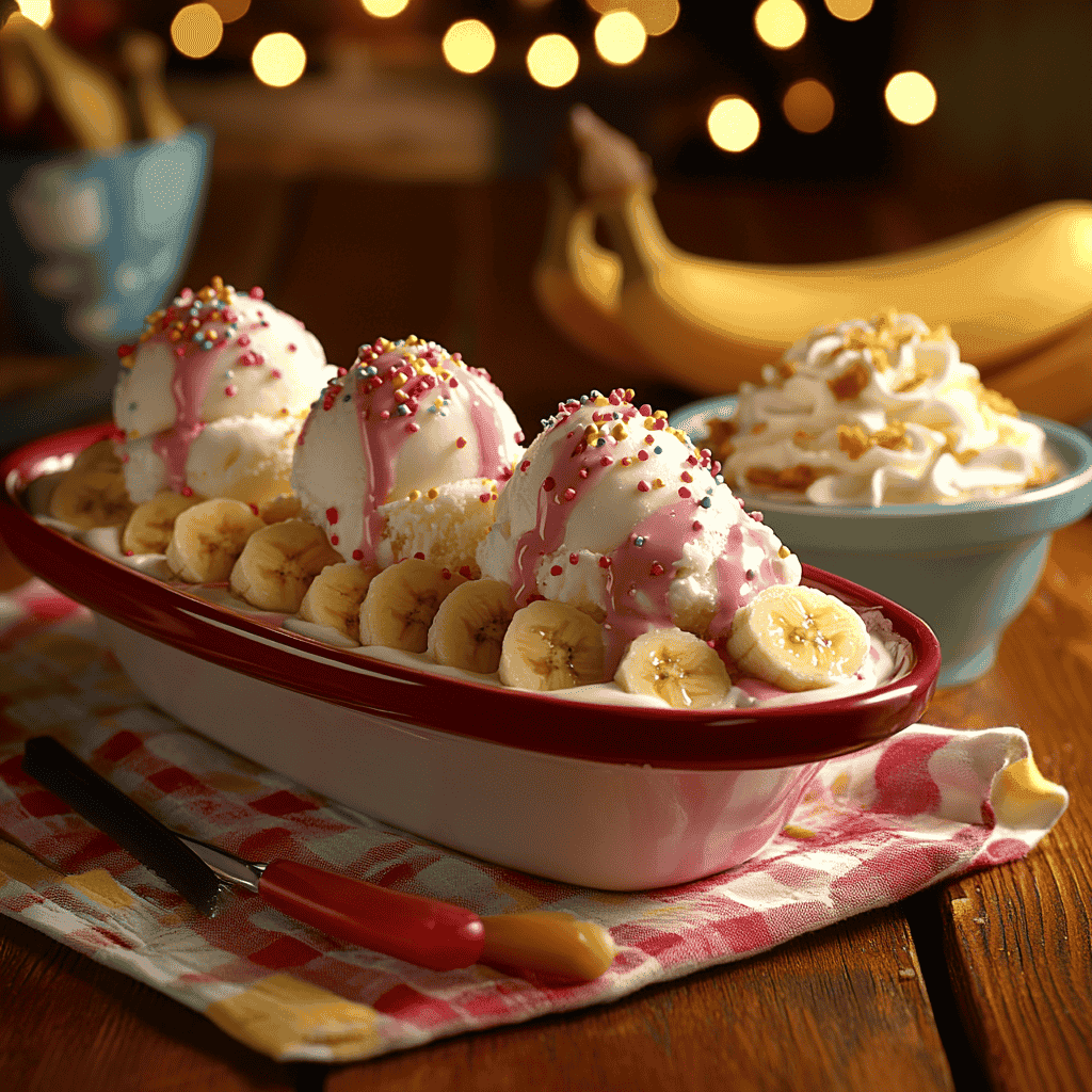 Banana Split and Banana Royale Desserts Displayed