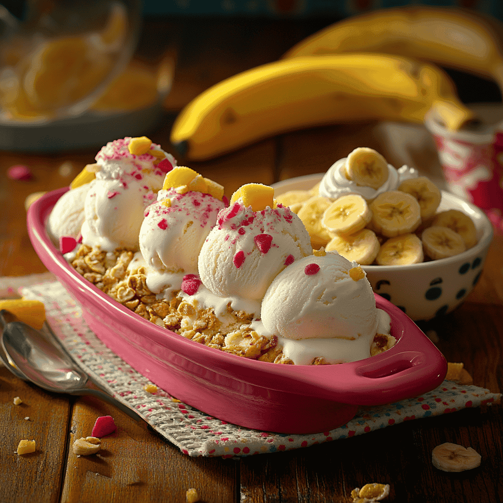 Banana Split and Banana Royale Desserts Displayed