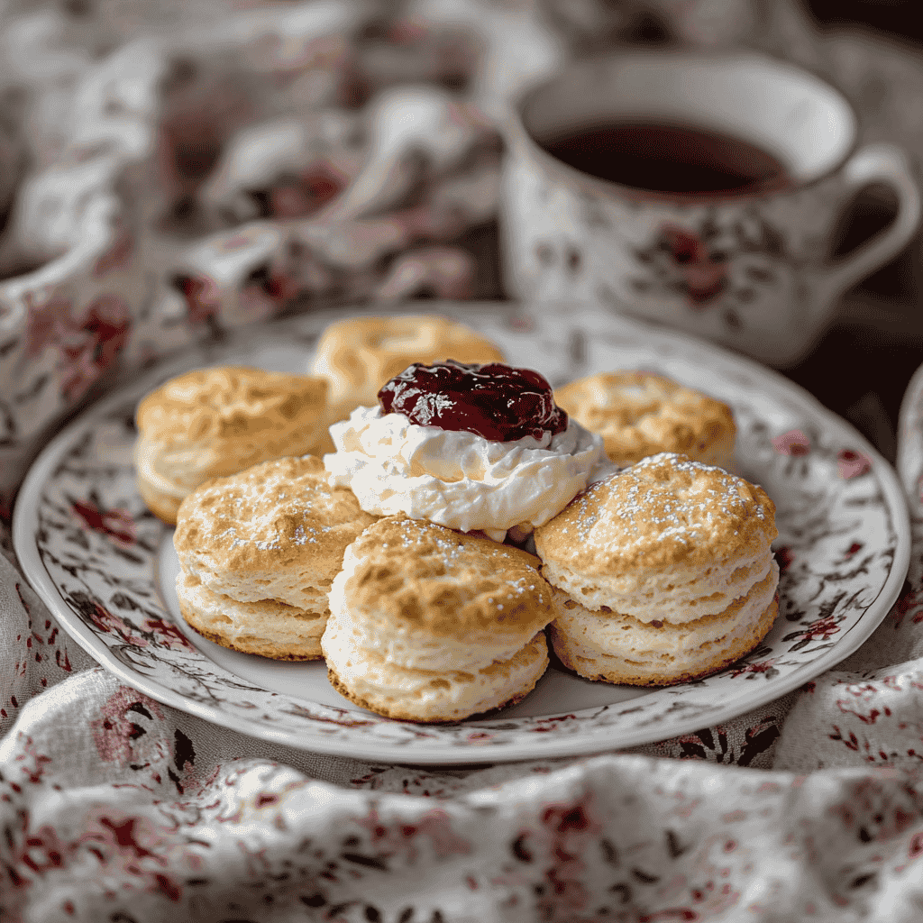 Scones served with clotted cream and jam