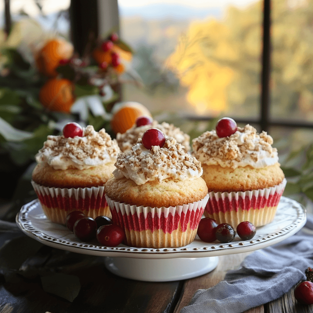 Freshly baked cranberry orange muffins on a wooden table