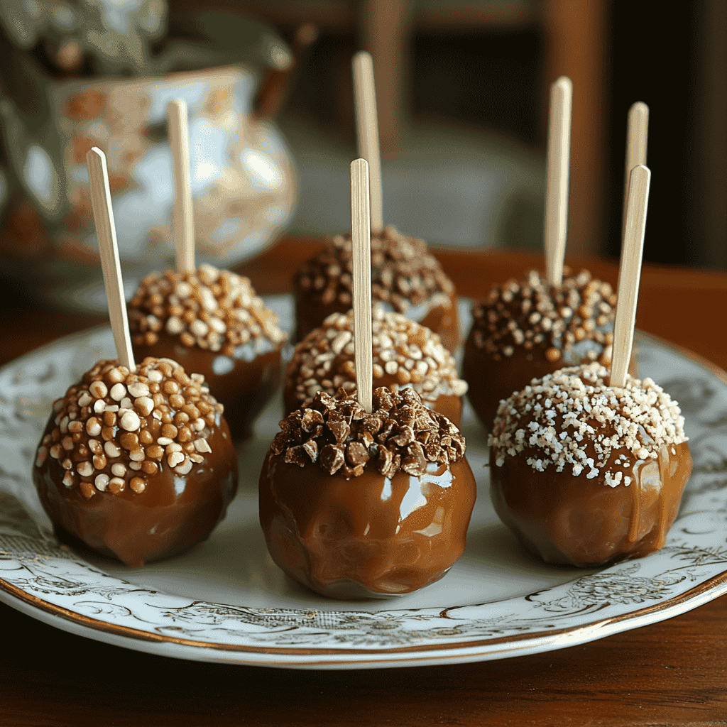 Mini caramel apple bites arranged on a plate