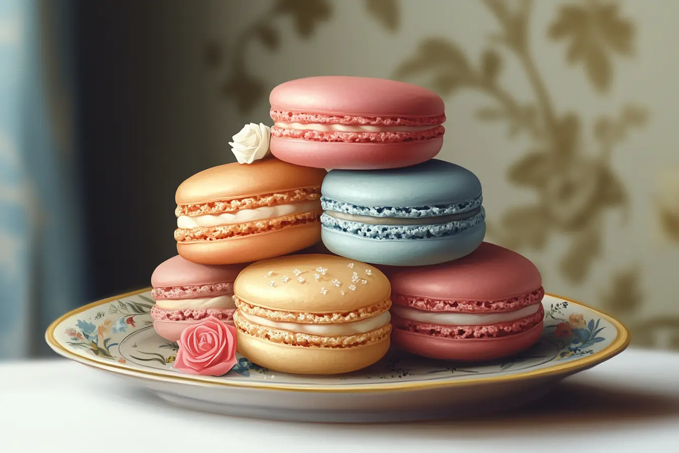 Colorful macarons on a plate