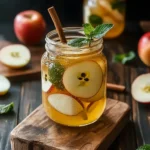 Brazilian Mounjaro Recipe with Apple Cider Vinegar served in a glass jar with apple slices, cinnamon stick, and mint for natural detox and weight loss.