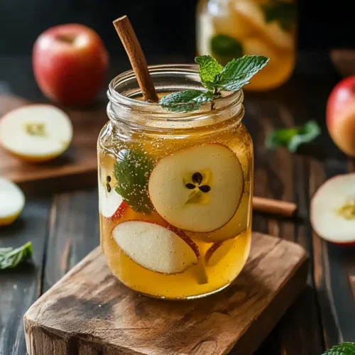 Brazilian Mounjaro Recipe with Apple Cider Vinegar served in a glass jar with apple slices, cinnamon stick, and mint for natural detox and weight loss.