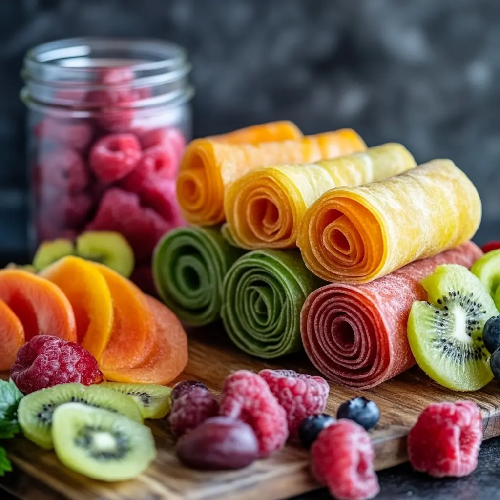 Homemade fruit roll ups ready to eat