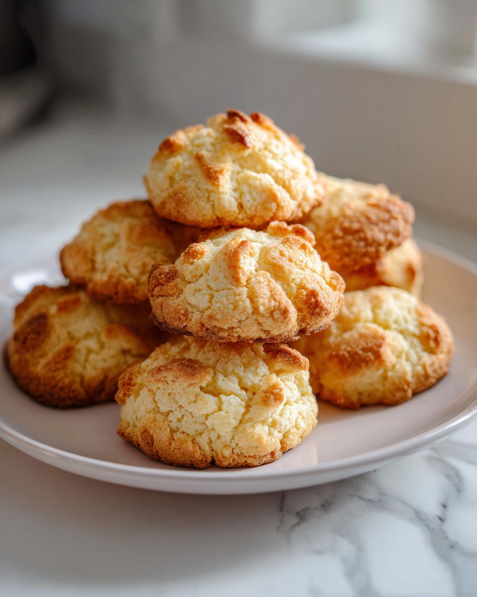 A stack of golden-brown, melt-in-your-mouth shortbread cookies on a pale pink plate.