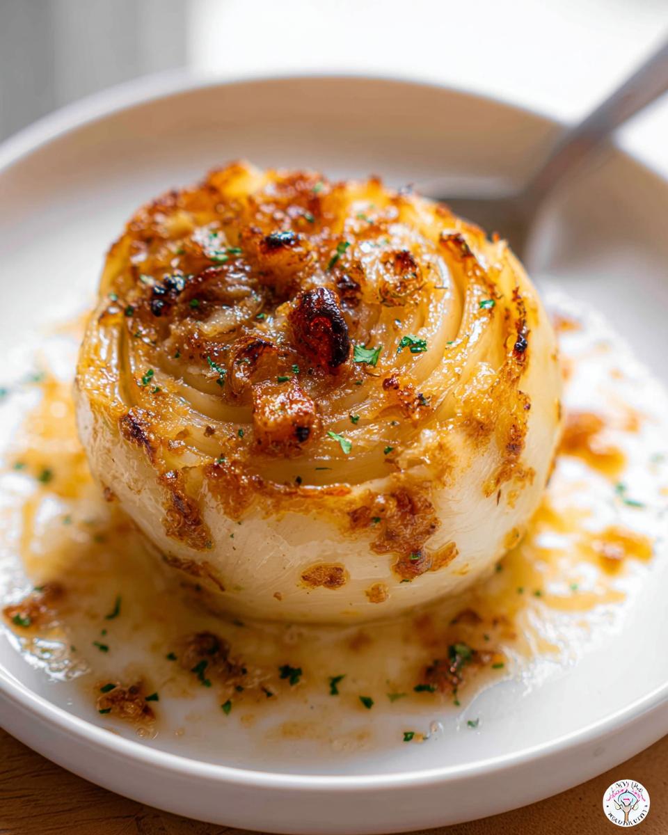 A single, tender, whole onion prepared using the Classic Butter Onion Boil method, served in buttery sauce.