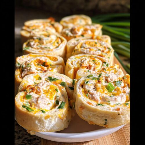 Close-up of several Jalapeño Popper Chicken Pinwheels sliced and arranged on a white plate.