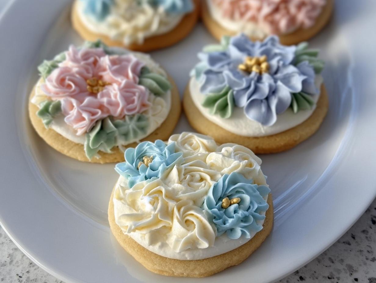Buttercream Flower Baby Shower Cookies - Featured