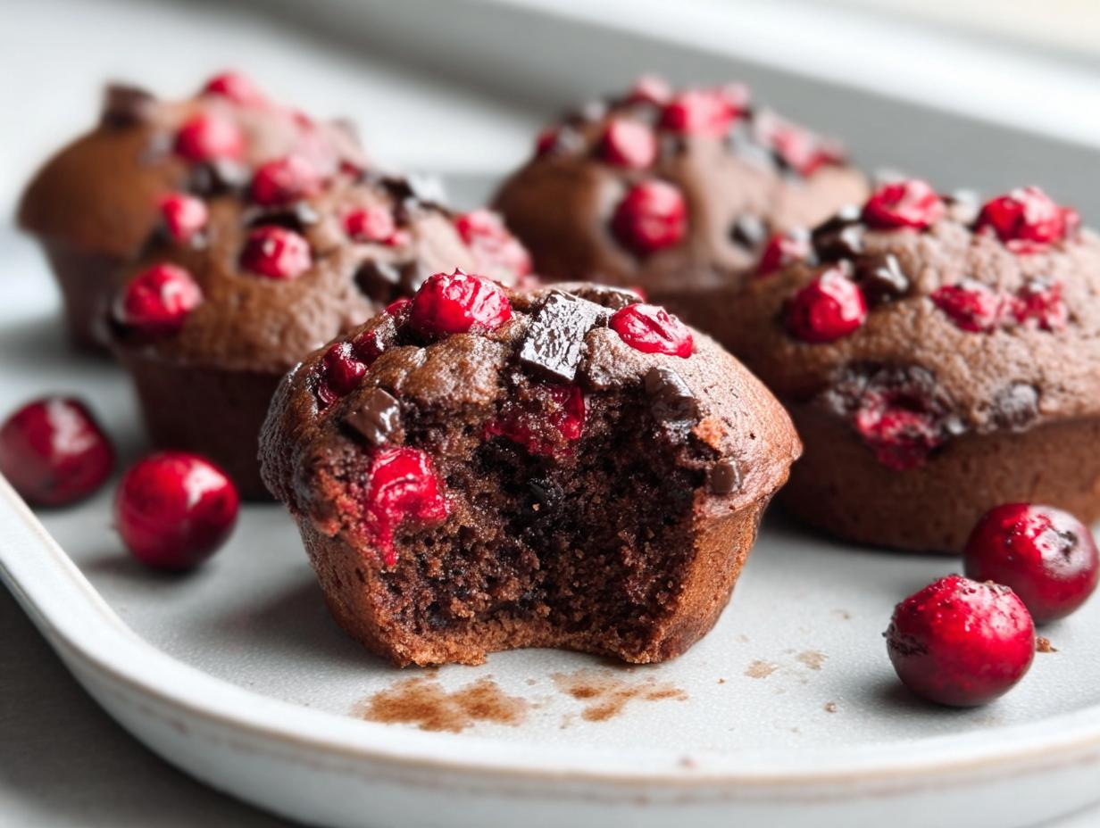 Cherry Dark Chocolate Muffins - Featured
