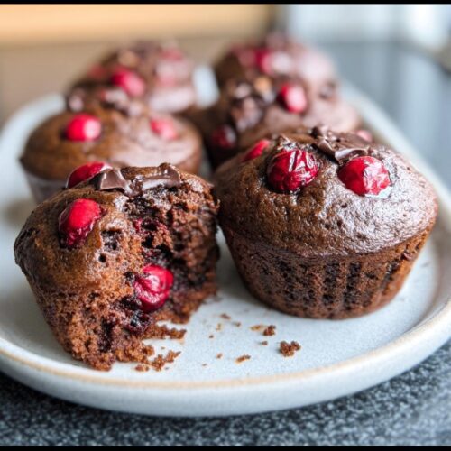 Cherry Dark Chocolate Muffins - Tasty