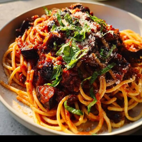 Eggplant Pasta with Tomato Sauce - Tasty
