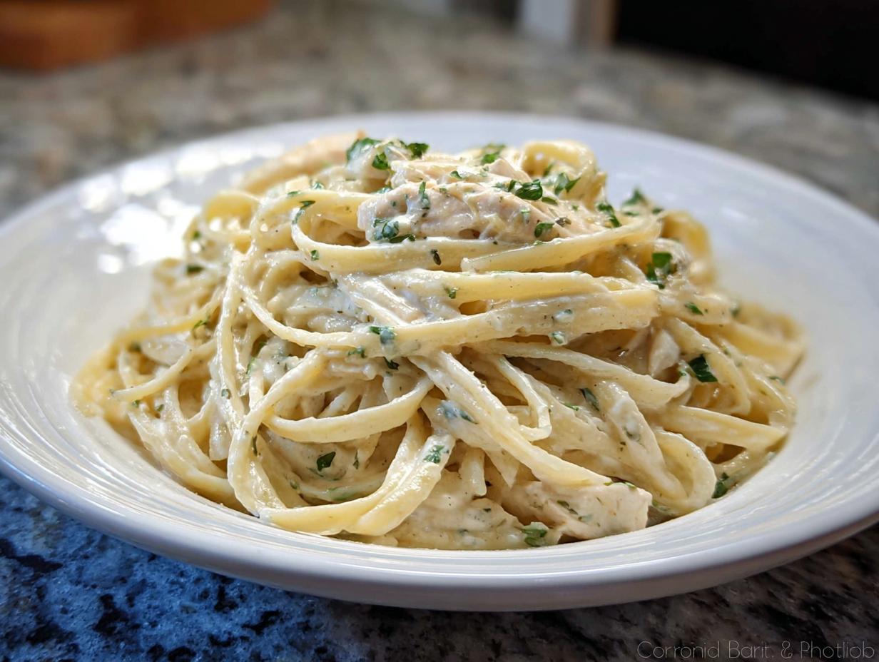 Healthy Garlic Parmesan Chicken Pasta with Greek Yogurt Sauce - Featured