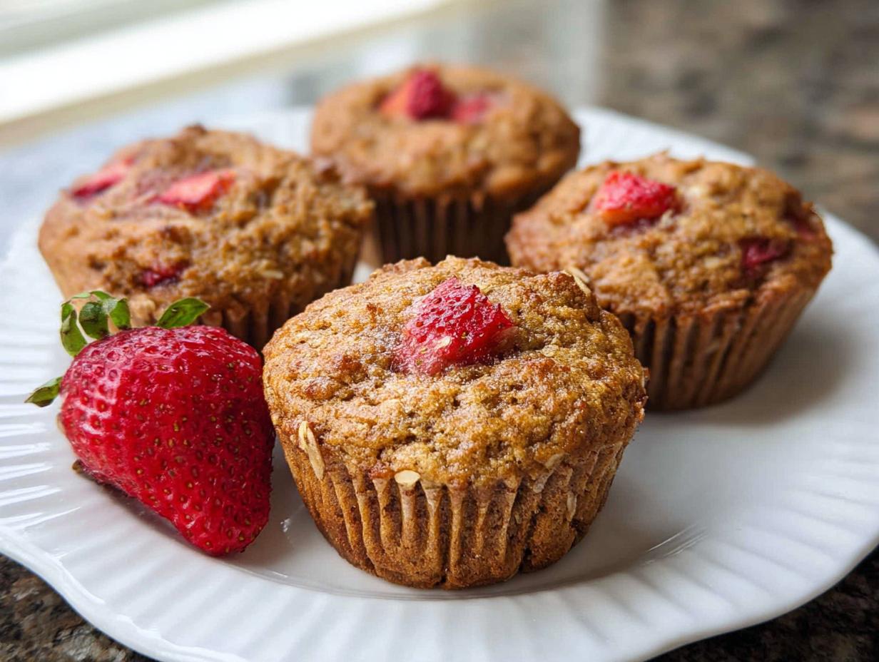 Healthy Strawberry Oat Muffins - Featured