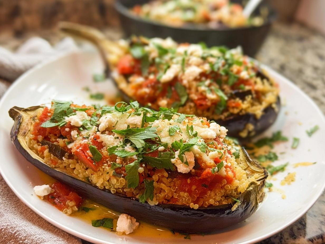 Mediterranean Stuffed Eggplant - Featured