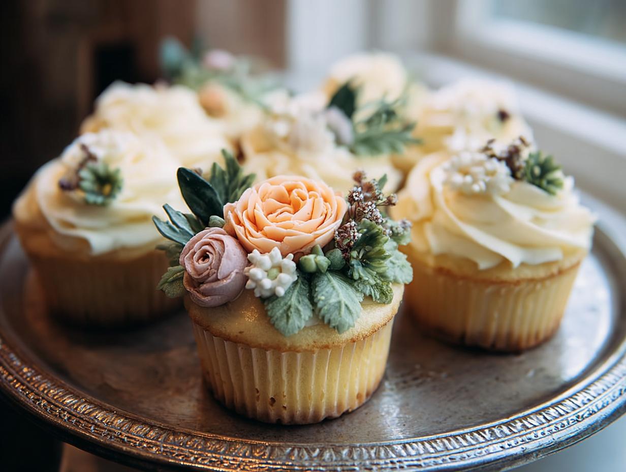 Rustic Floral Cupcakes for Weddings - Featured