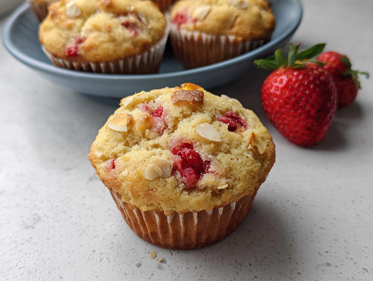 Strawberry Almond Muffins - Featured